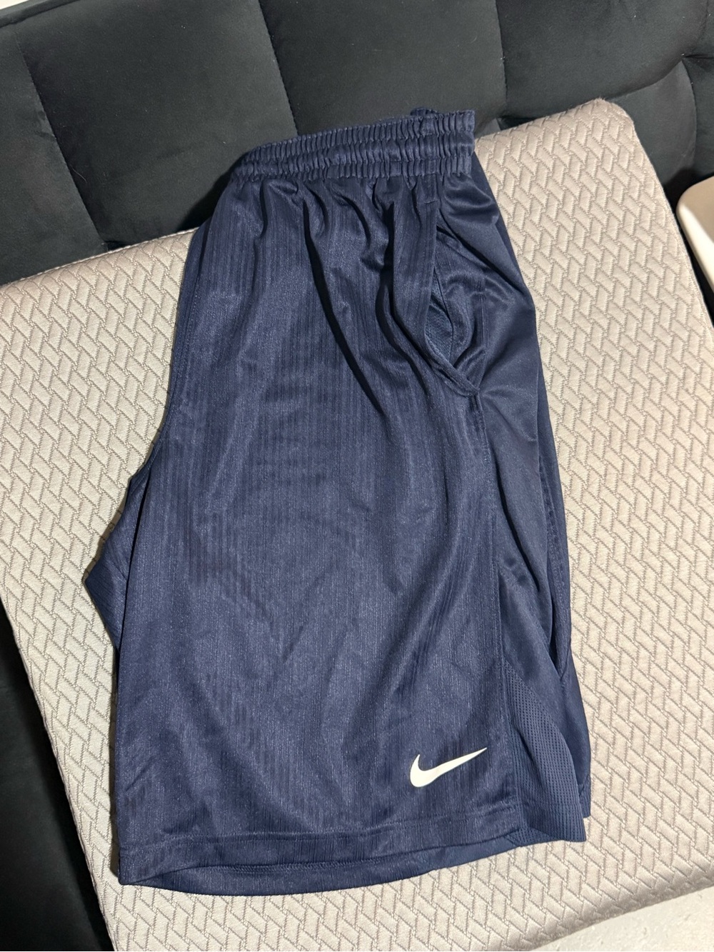 Nike Navy Athletic Shorts with White Swoosh